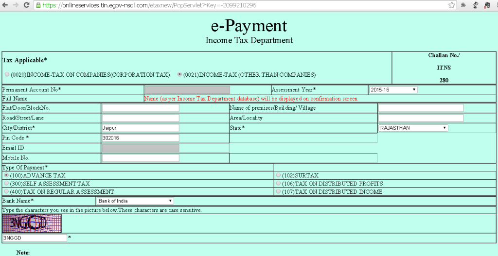 Step 2 - Income Tax Payment