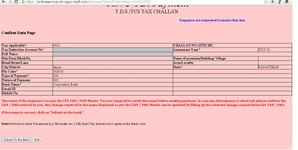 Step 4 - How to pay TDS/TC online