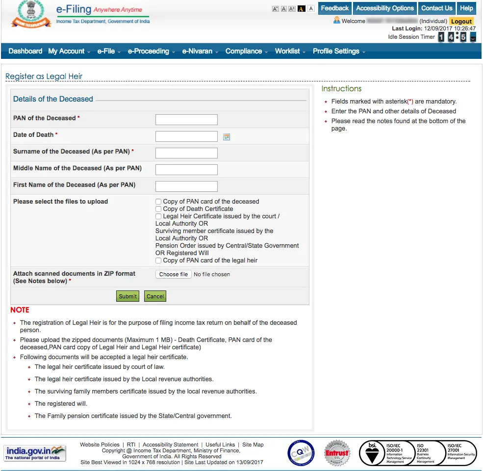 How to file Tax Ereturn for deceased person?