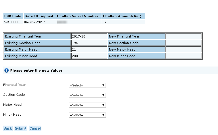 How To Change Tds Challan Section Online