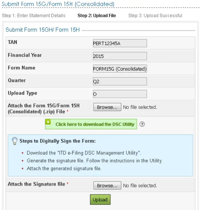 procedure to file form 15h or 15g with income tax department